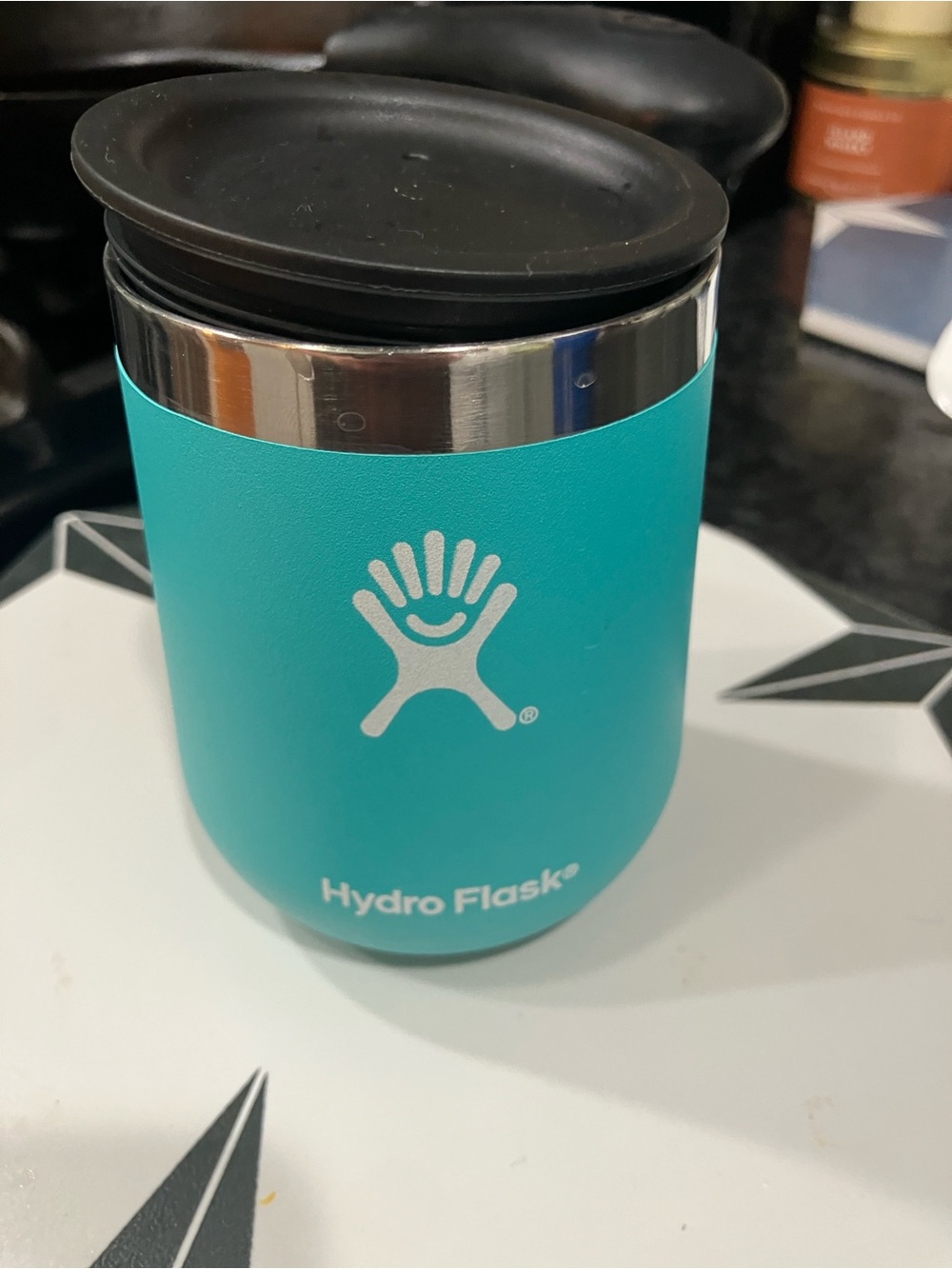 Hydro Flask Teal Travel Drink Tumbler with Black Lid